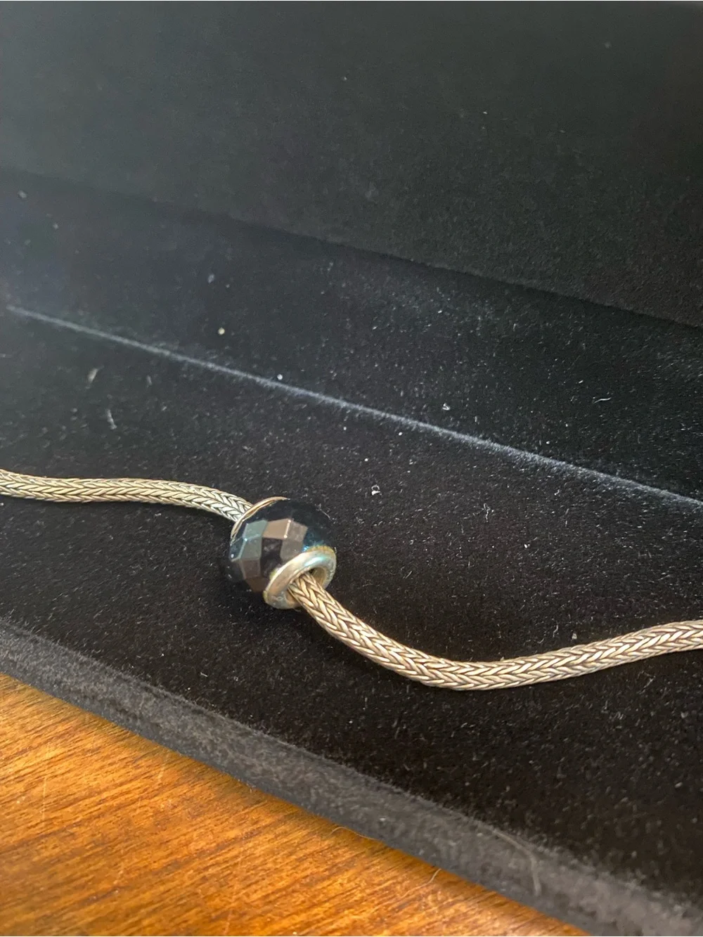 Sterling Silver Black beveled Bead